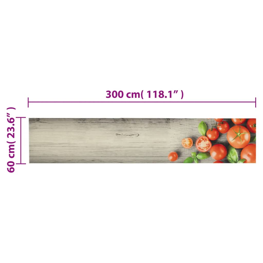 Tapete de cozinha lavável 60x300 cm veludo padrão tomates