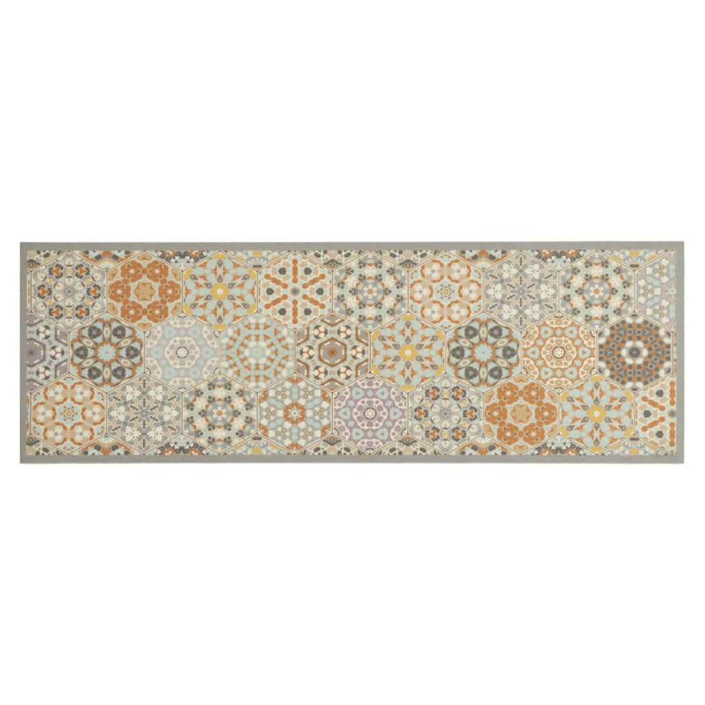 Tapete cozinha lavável 60x180 cm veludo padrão hexagonal pastel