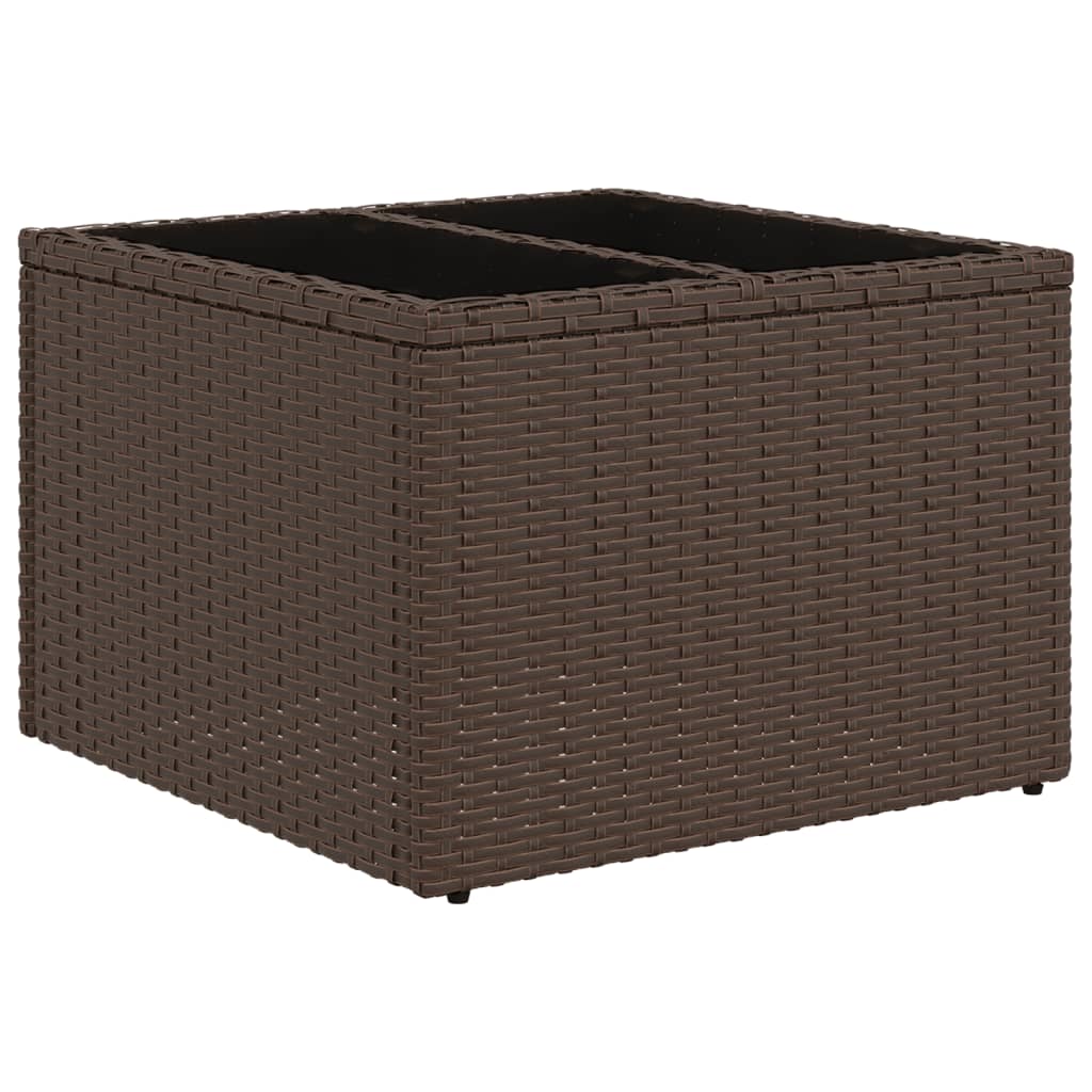5 pcs conjunto sofás p/ jardim c/ almofadões vime PE castanho