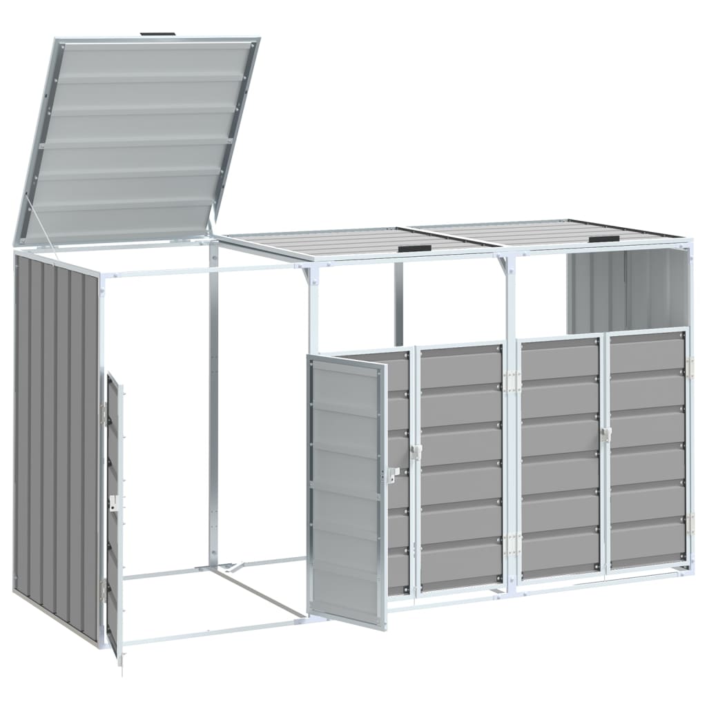 Abrigo para 3 caixotes do lixo 216x81x115 cm aço cinzento