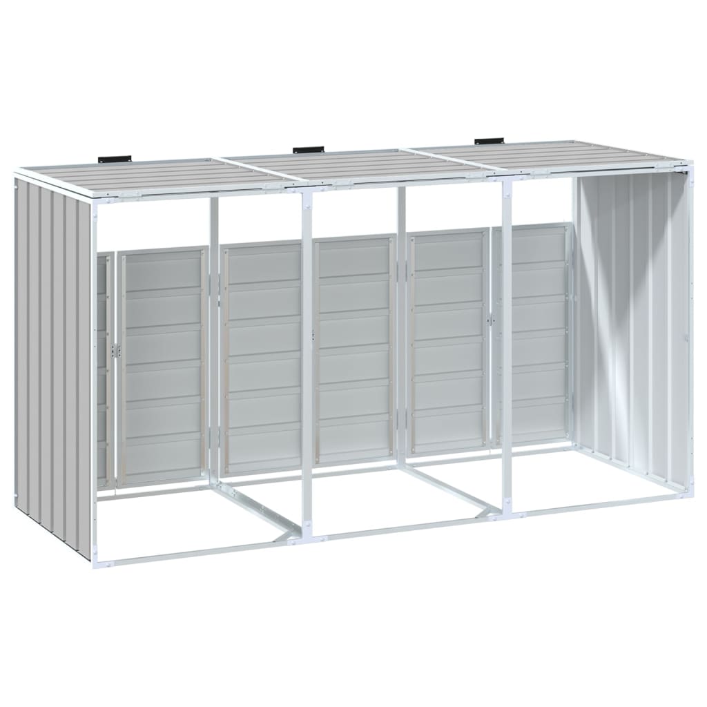 Abrigo para 3 caixotes do lixo 216x81x115 cm aço cinzento