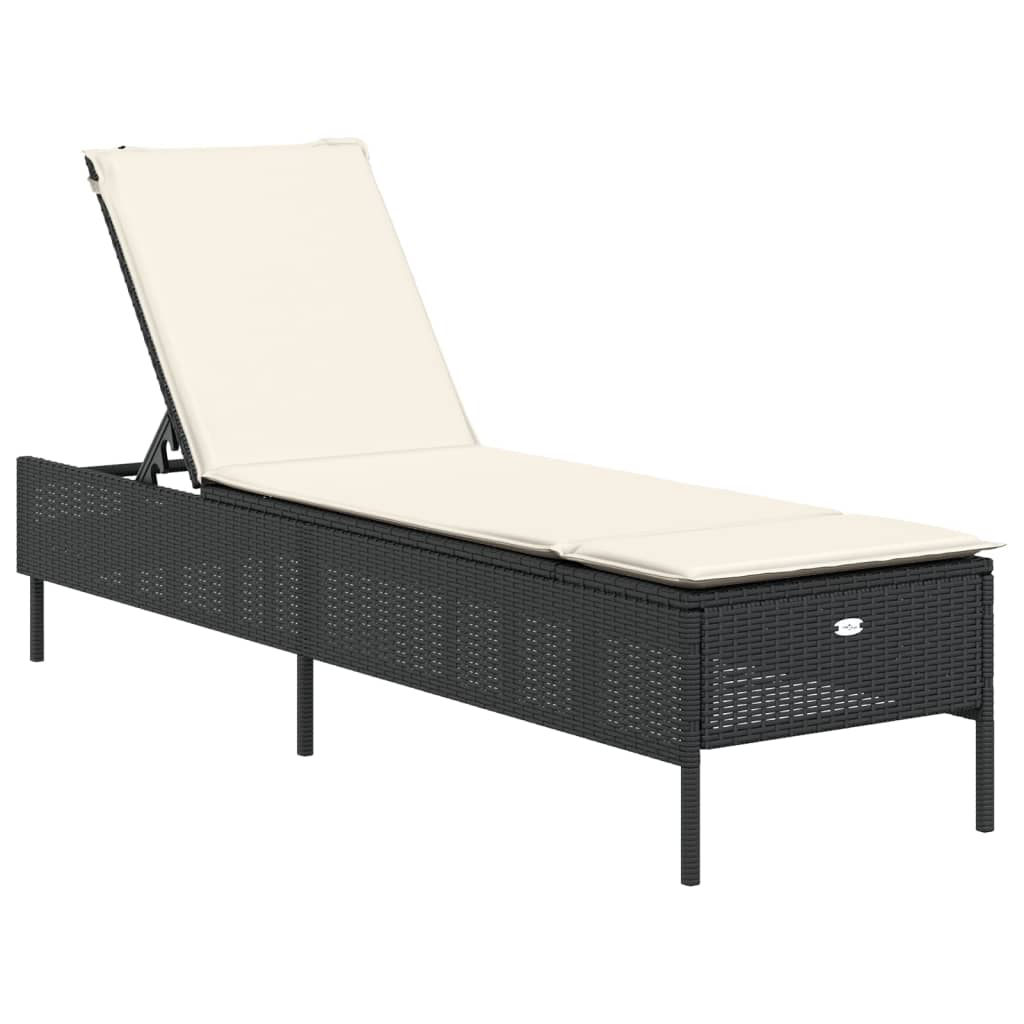 Espreguiçadeiras com almofadões 2 pcs vime PE preto