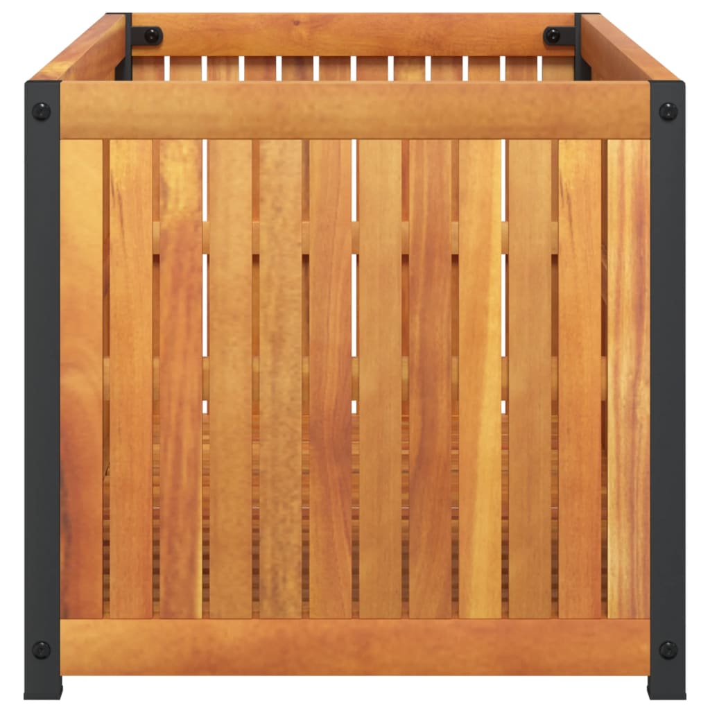 Vaso/floreira de jardim 85x45x44 cm acácia maciça e aço
