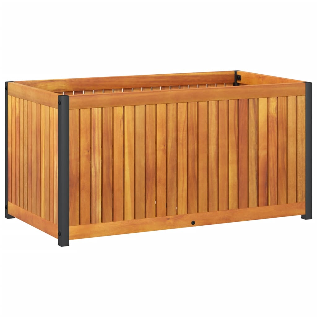 Vaso/floreira de jardim 85x45x44 cm acácia maciça e aço