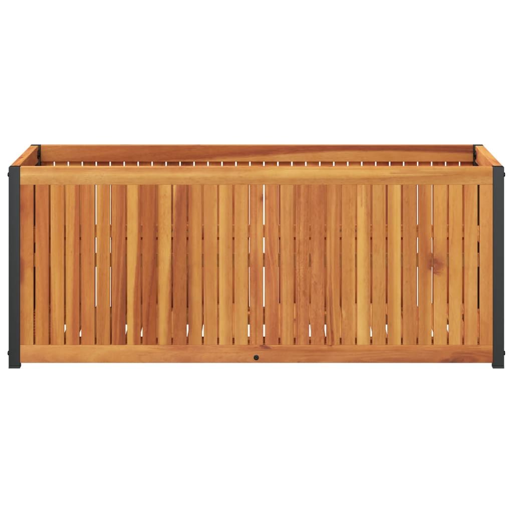 Vaso/floreira de jardim 110x45x44 cm acácia maciça e aço