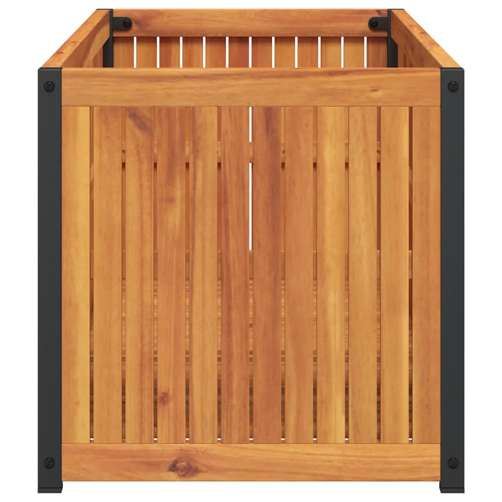 Vaso/floreira de jardim 110x45x44 cm acácia maciça e aço