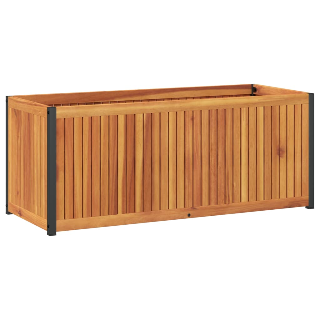 Vaso/floreira de jardim 110x45x44 cm acácia maciça e aço