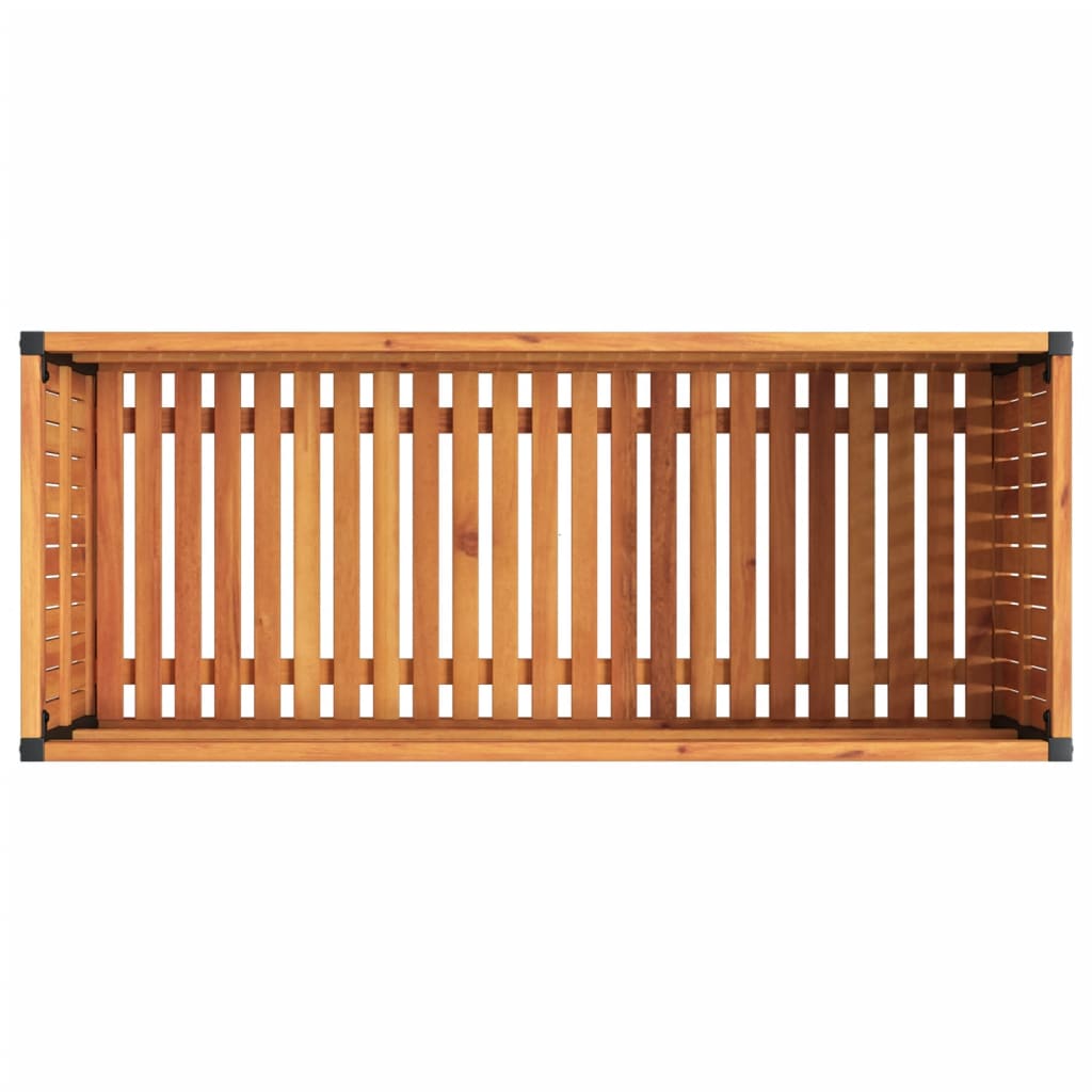 Vaso/floreira de jardim 110x45x44 cm acácia maciça e aço