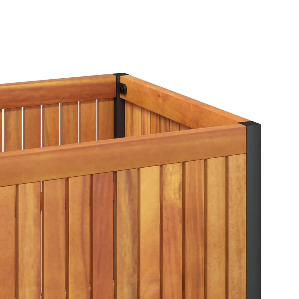 Vaso/floreira de jardim 110x45x44 cm acácia maciça e aço