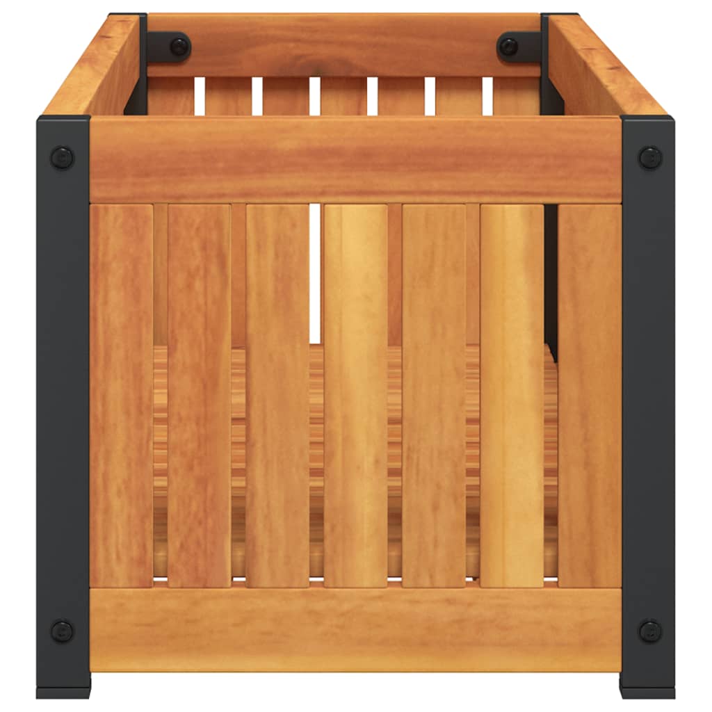 Vaso/floreira de jardim 80x30x27,5 cm acácia maciça e aço