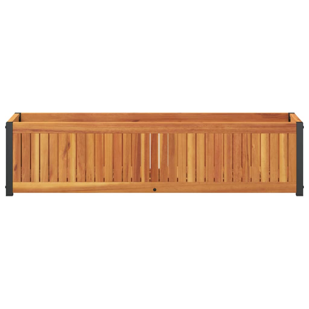 Vaso/floreira de jardim 110x30x27,5 cm acácia maciça e aço