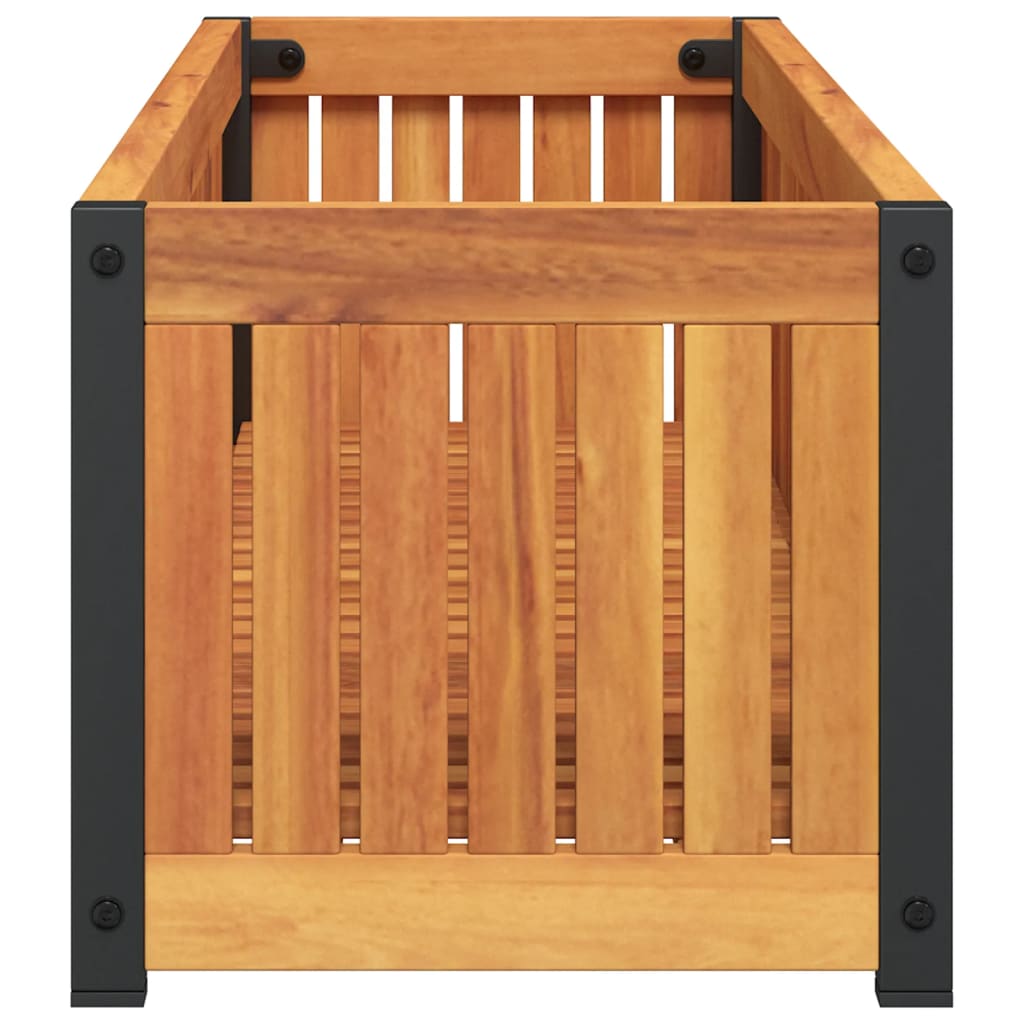 Vaso/floreira de jardim 110x30x27,5 cm acácia maciça e aço