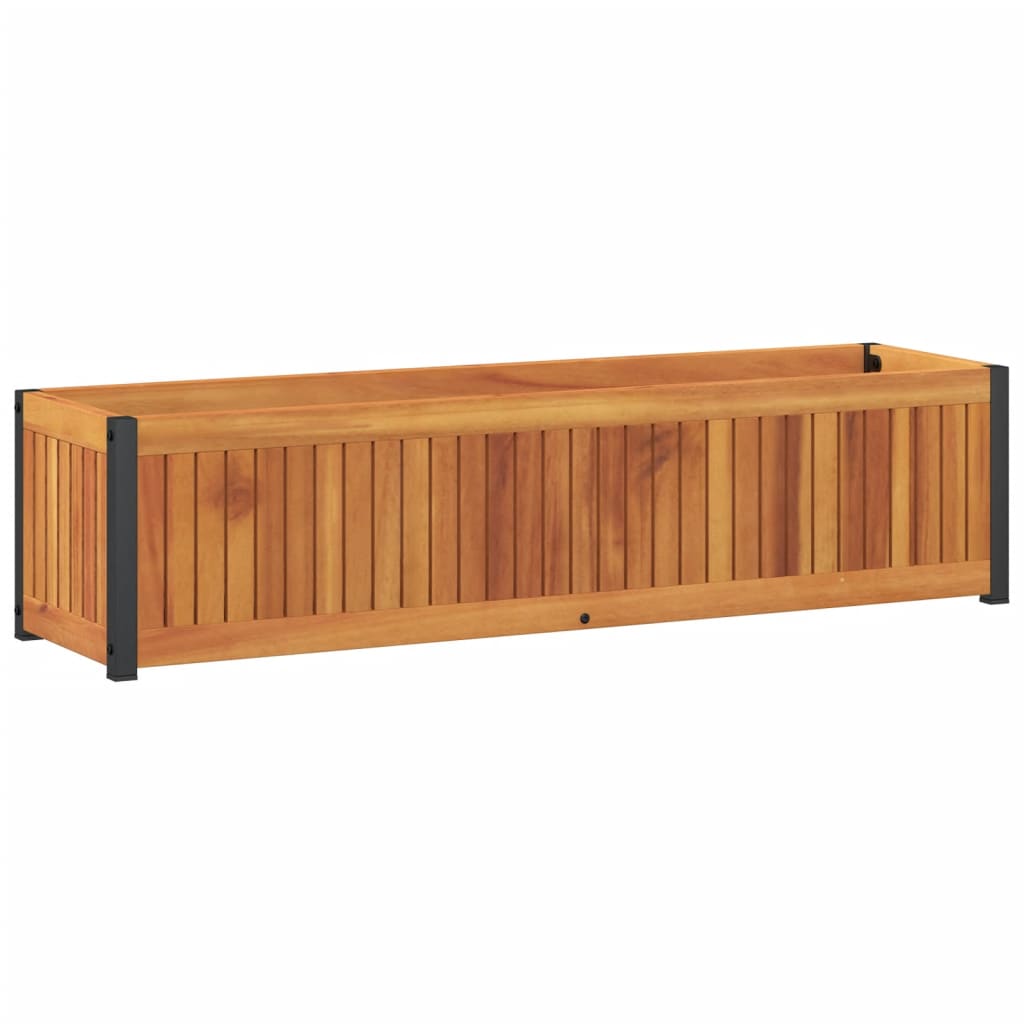 Vaso/floreira de jardim 110x30x27,5 cm acácia maciça e aço