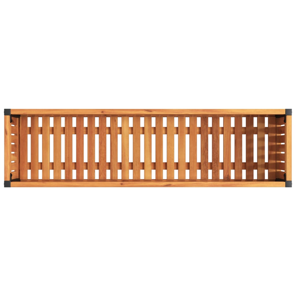 Vaso/floreira de jardim 110x30x27,5 cm acácia maciça e aço