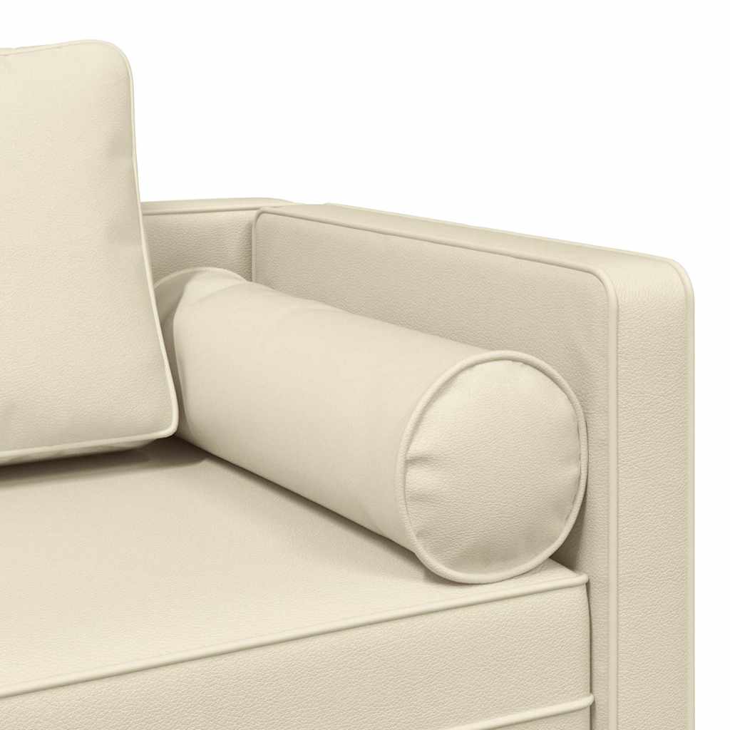 Chaise longue com almofadões couro artificial creme