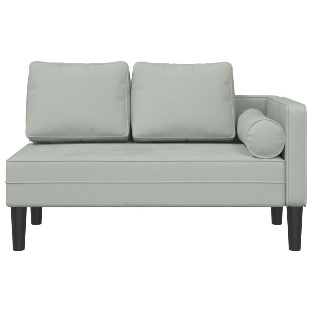 Chaise lounge com almofadões veludo cinzento-claro