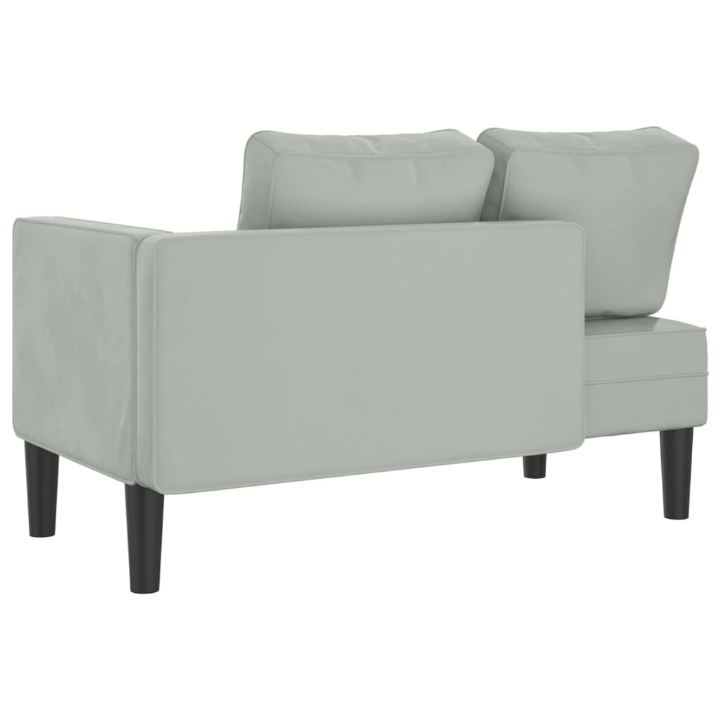 Chaise lounge com almofadões veludo cinzento-claro