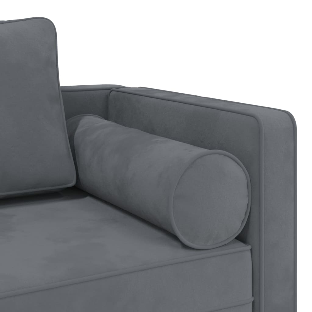 Chaise lounge com almofadões veludo cinzento-escuro