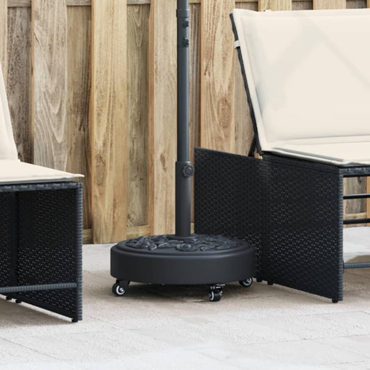 Base p/ guarda-sol c/ rodas p/ postes de Ø38/48mm 27 kg redondo