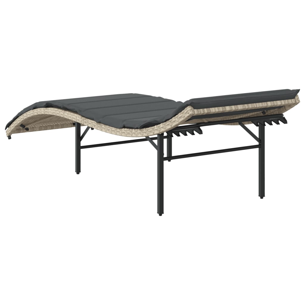 Espreguiçadeiras com almofadões 2 pcs vime PE cinzento-claro