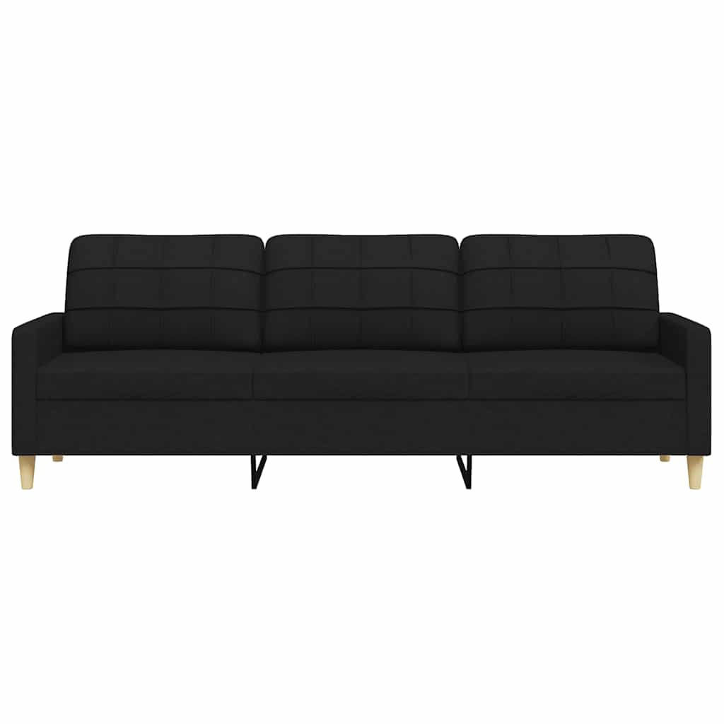 Sofá de 3 lugares tecido 210 cm preto