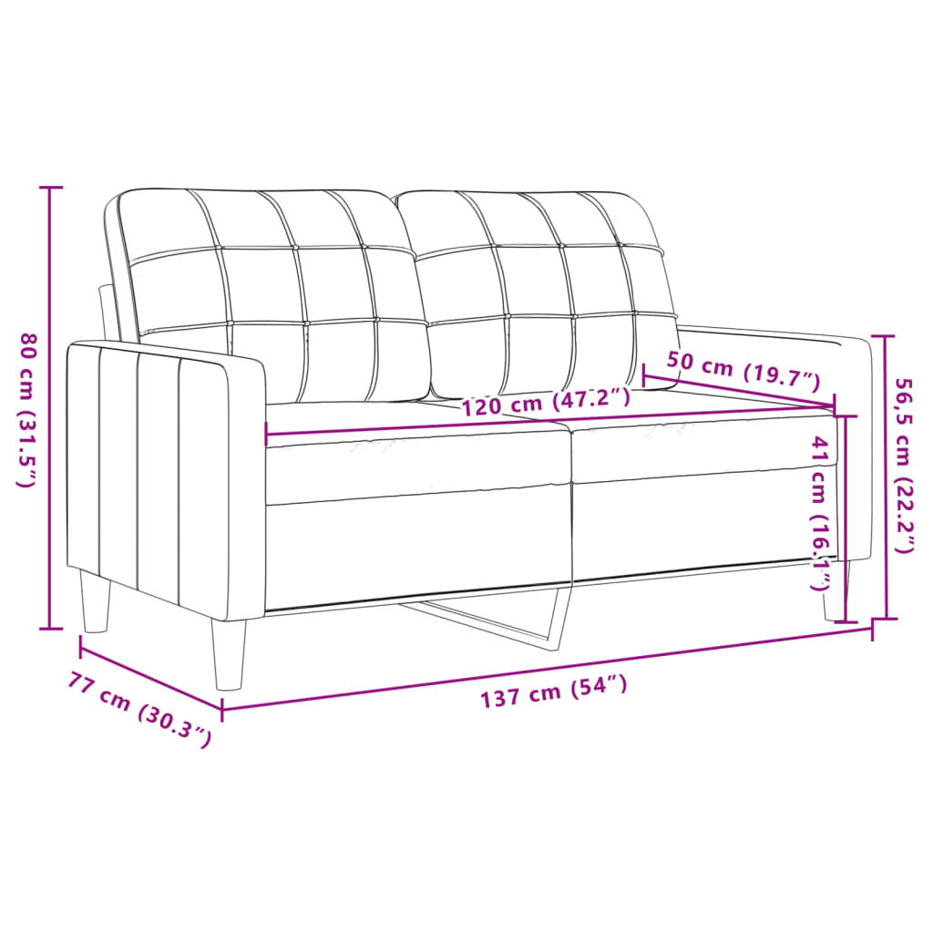 Sofá de 2 lugares 120 cm veludo cinza-escuro