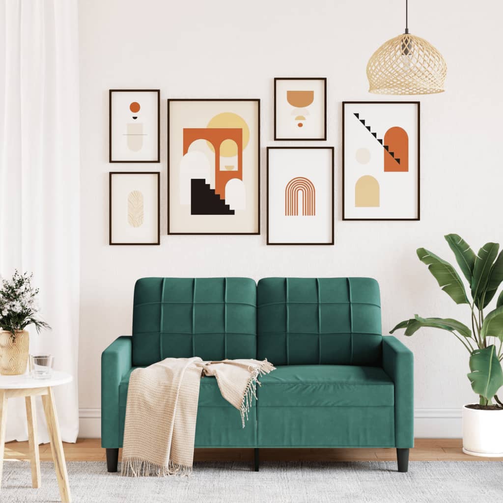 Sofá de 2 lugares 120 cm veludo verde-escuro