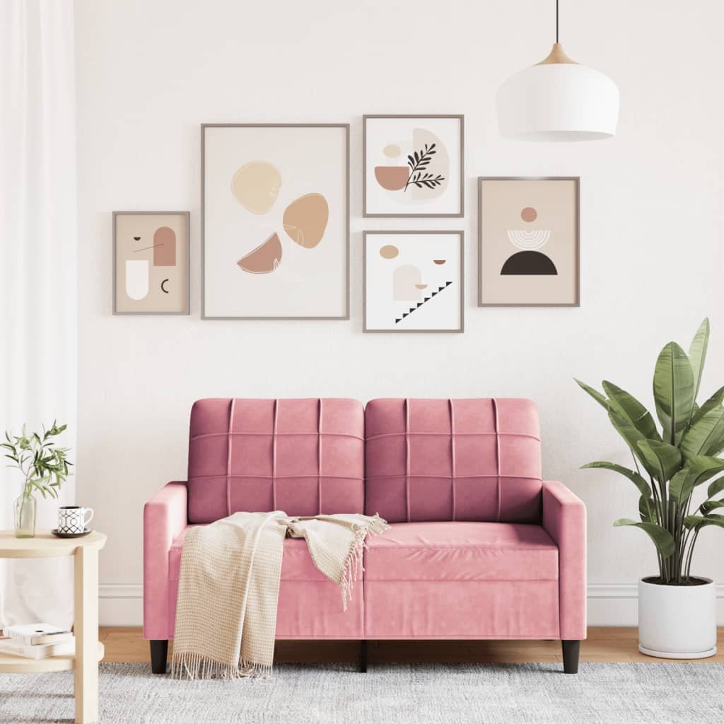 Sofá de 2 lugares veludo 120 cm rosa