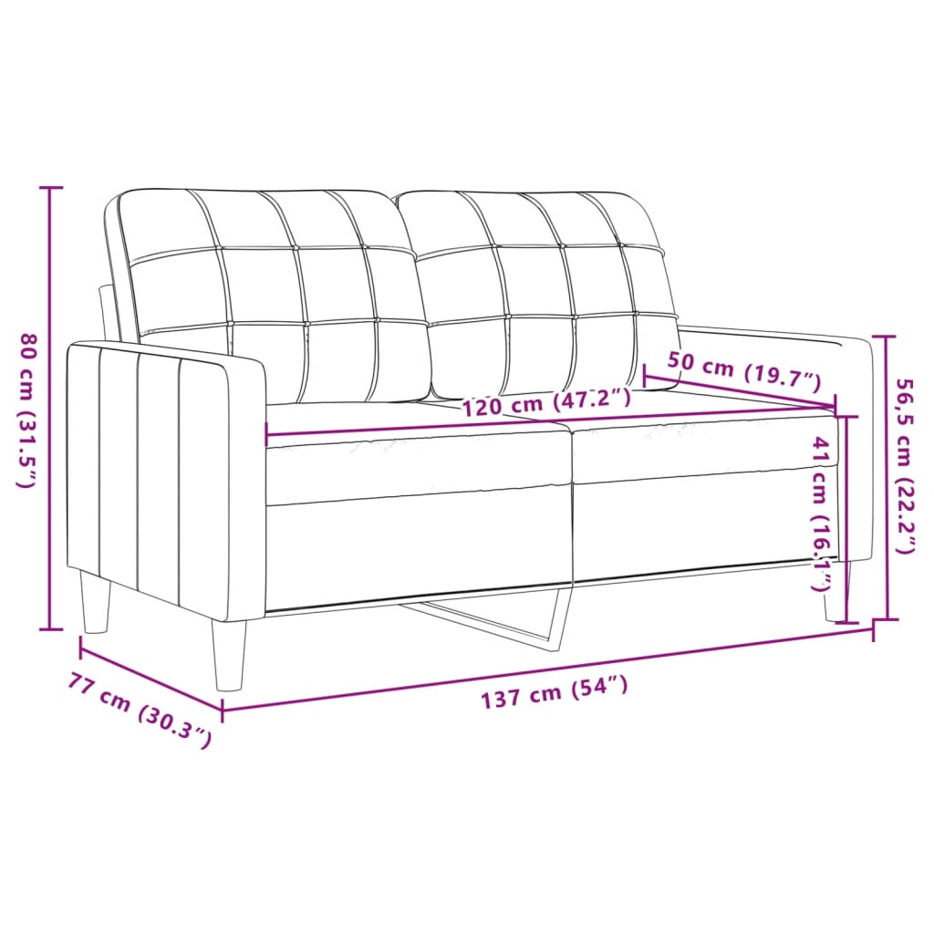 Sofá de 2 lugares veludo 120 cm rosa
