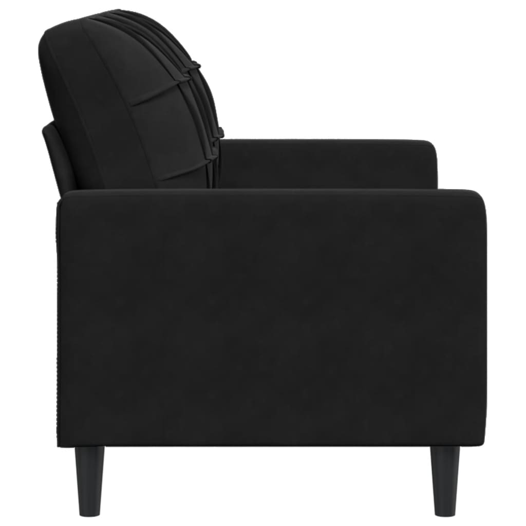 Sofá de 2 lugares veludo 120 cm preto