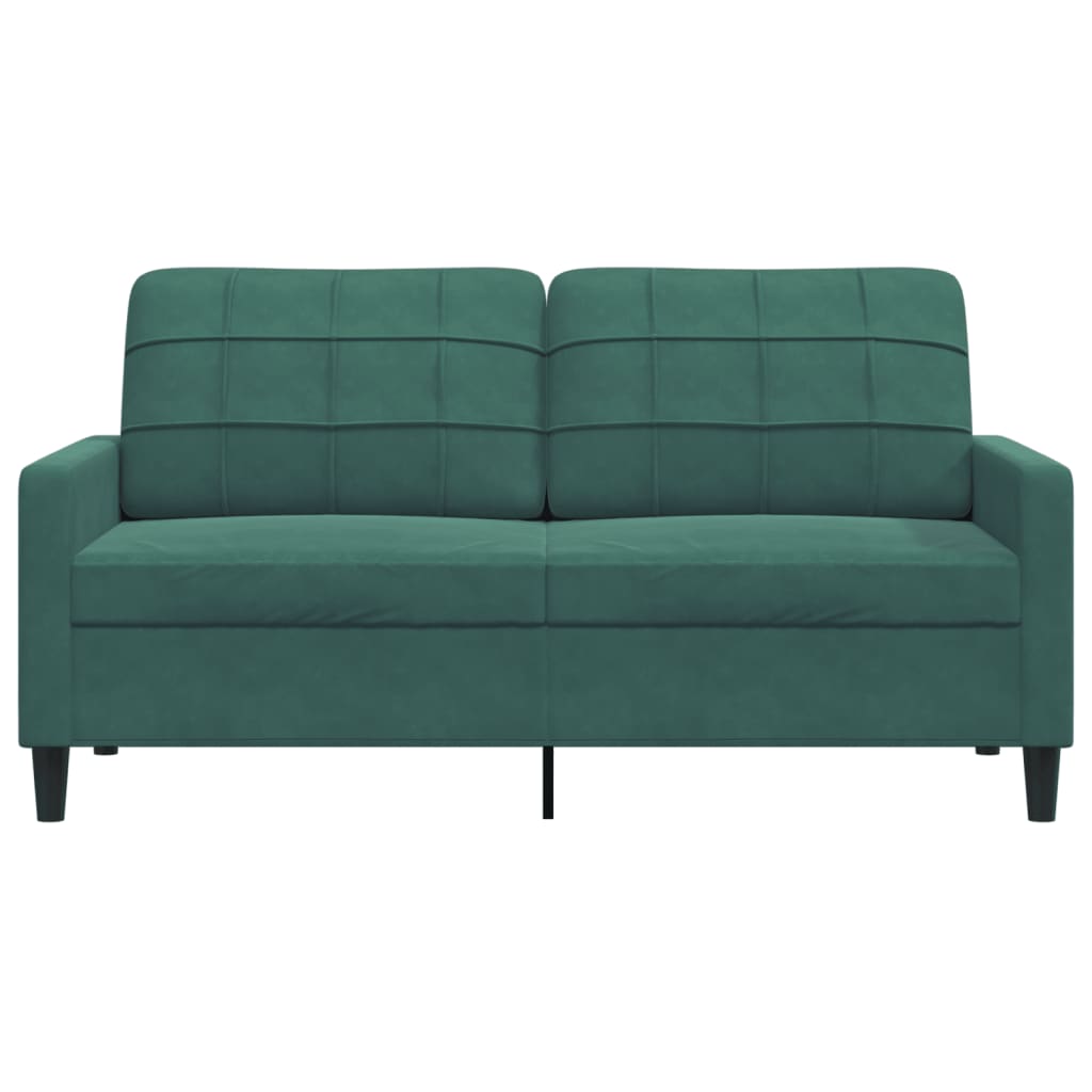 Sofá de 2 lugares 140 cm veludo verde-escuro