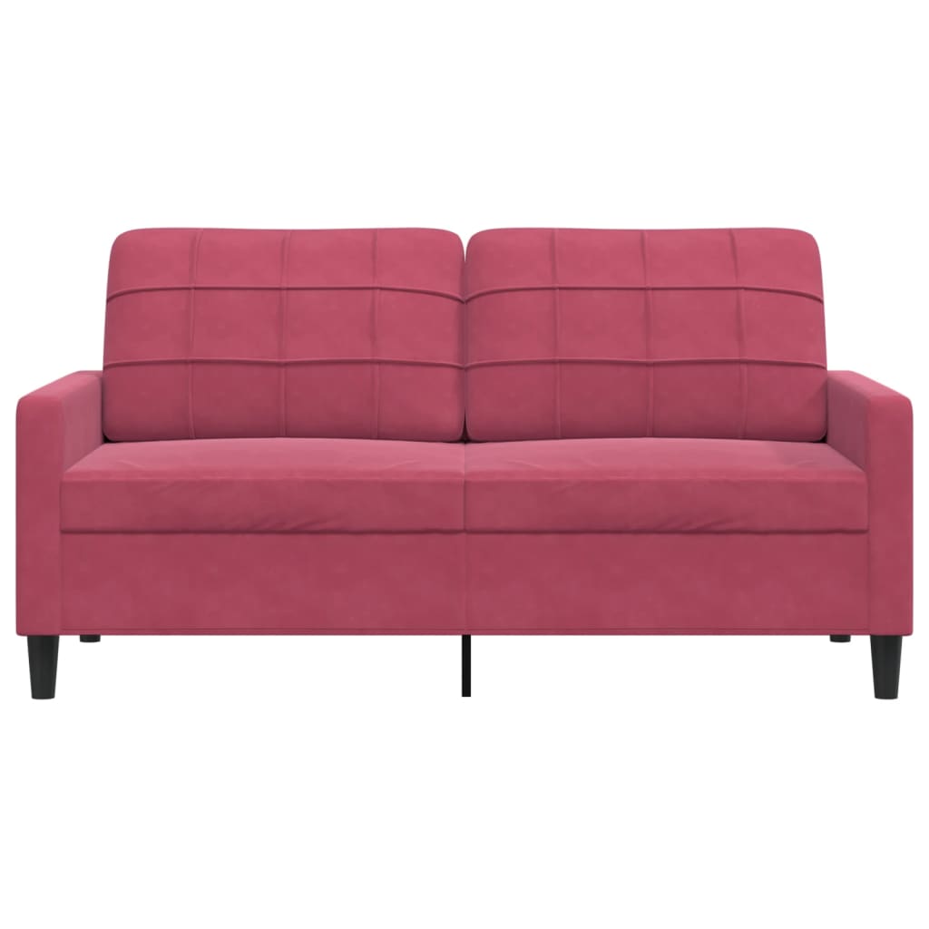 Sofá de 2 lugares veludo 140 cm vermelho tinto