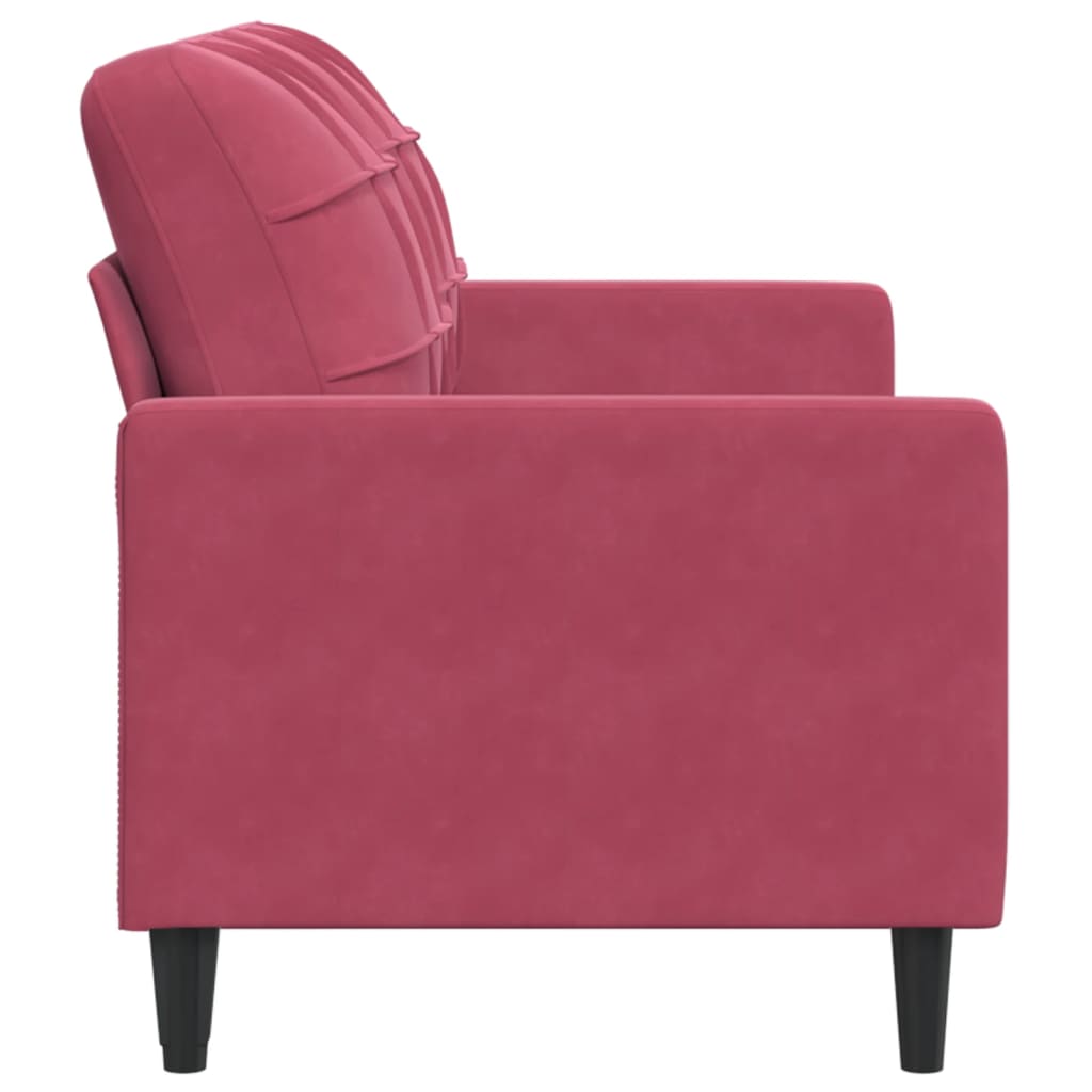 Sofá de 2 lugares veludo 140 cm vermelho tinto