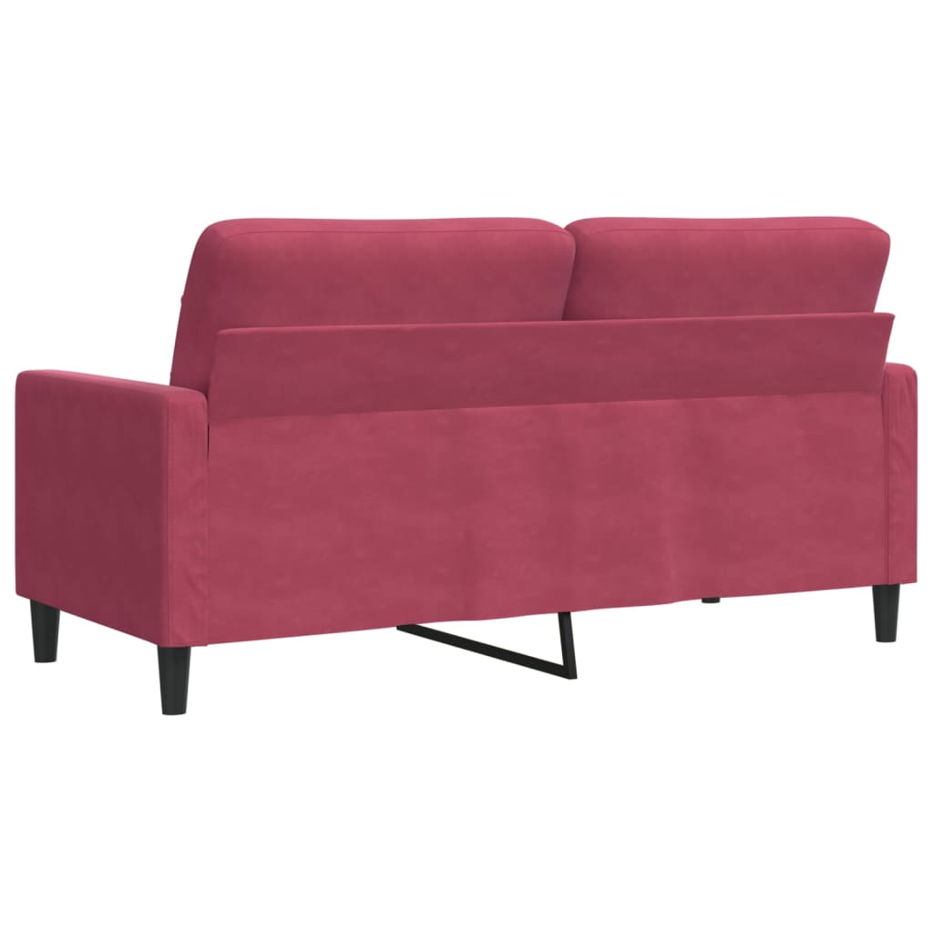 Sofá de 2 lugares veludo 140 cm vermelho tinto