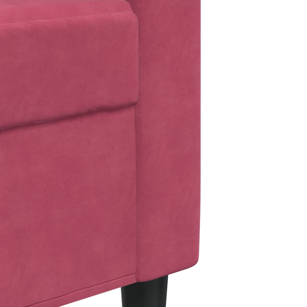 Sofá de 2 lugares veludo 140 cm vermelho tinto