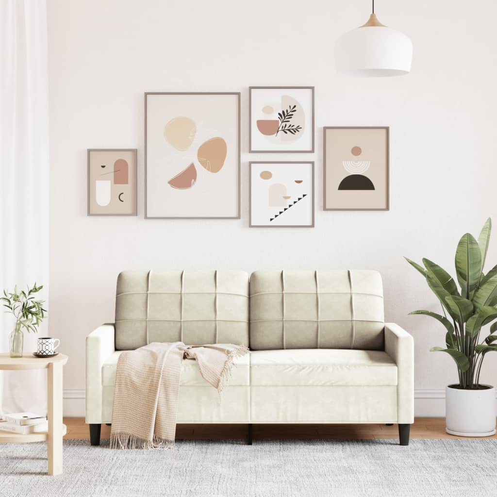Sofá de 2 lugares veludo 140 cm cor creme