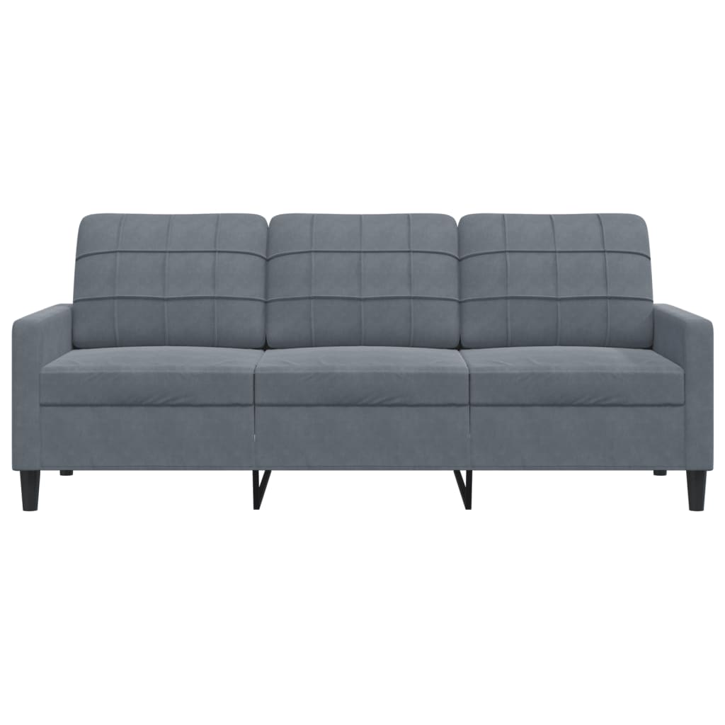 Sofá de 3 lugares 180 cm veludo cinza-escuro