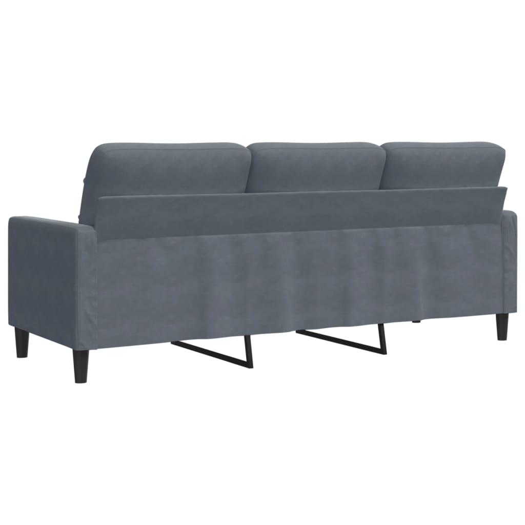 Sofá de 3 lugares 180 cm veludo cinza-escuro