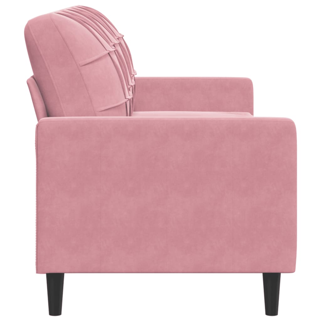 Sofá de 3 lugares 180 cm veludo rosa