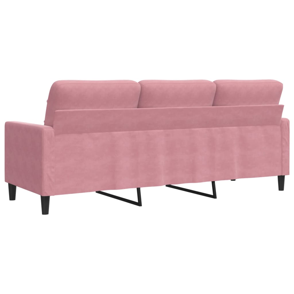 Sofá de 3 lugares 180 cm veludo rosa