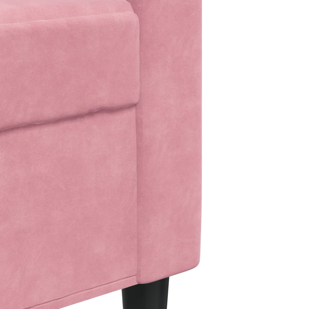 Sofá de 3 lugares 180 cm veludo rosa