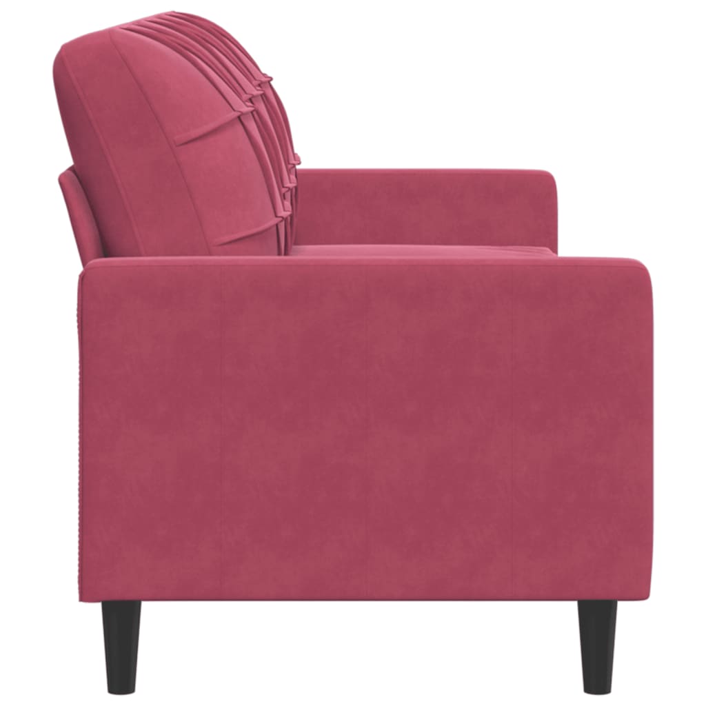 Sofá de 3 lugares veludo 180 cm vermelho tinto