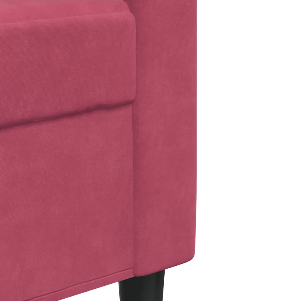 Sofá de 3 lugares veludo 180 cm vermelho tinto