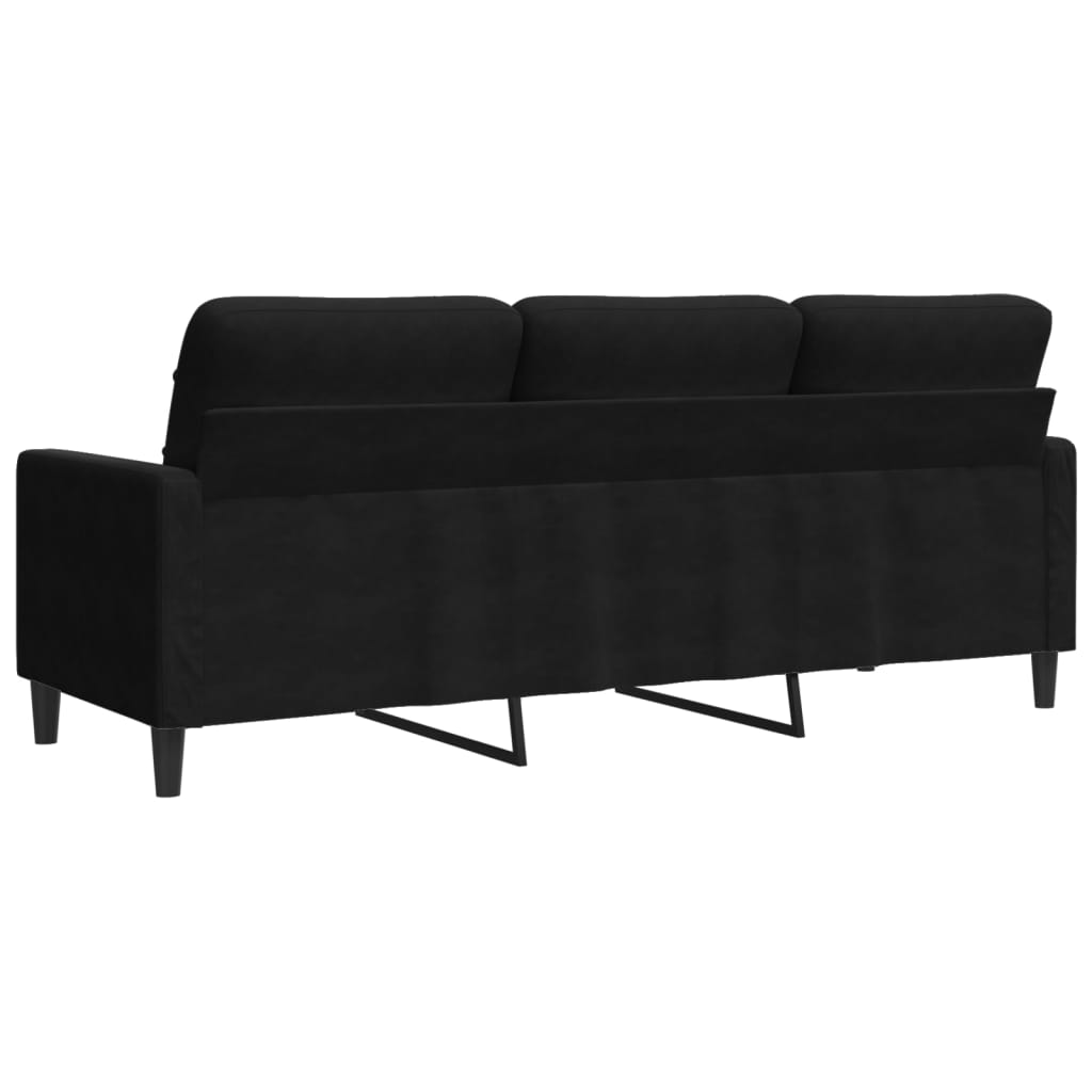 Sofá de 3 lugares 180 cm veludo preto