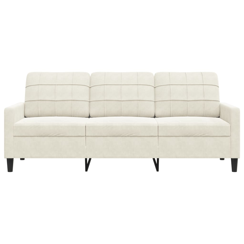 Sofá de 3 lugares 180 cm veludo cor creme