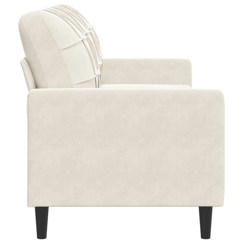 Sofá de 3 lugares 180 cm veludo cor creme