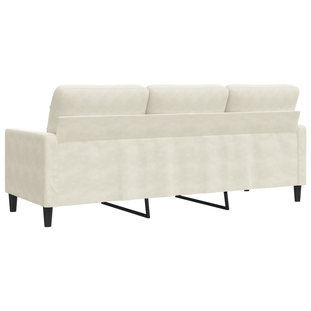 Sofá de 3 lugares 180 cm veludo cor creme