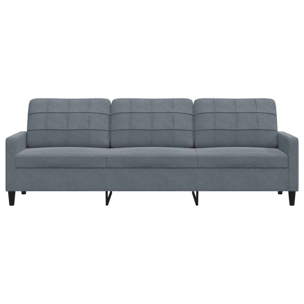 Sofá de 3 lugares 210 cm veludo cinza-escuro