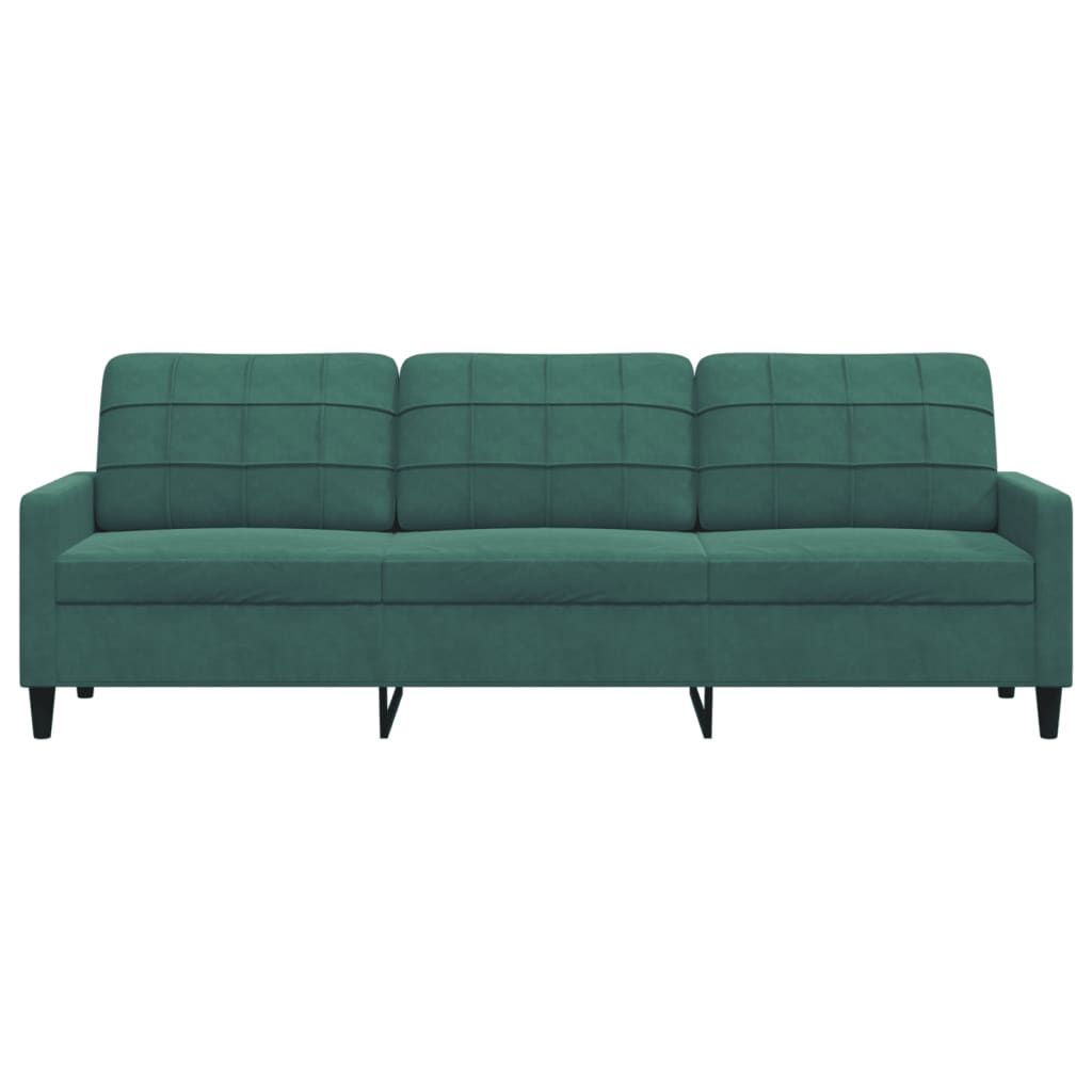 Sofá de 3 lugares 210 cm veludo verde-escuro