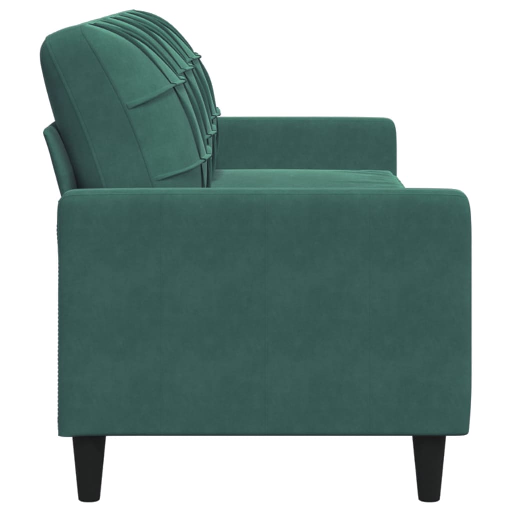 Sofá de 3 lugares 210 cm veludo verde-escuro